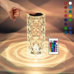Crystal Diamond Rose Table Lamp with USB Charging