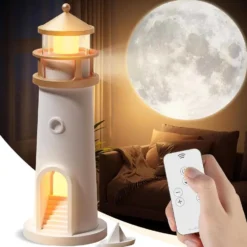 Moonlight Light House with Moon Image
