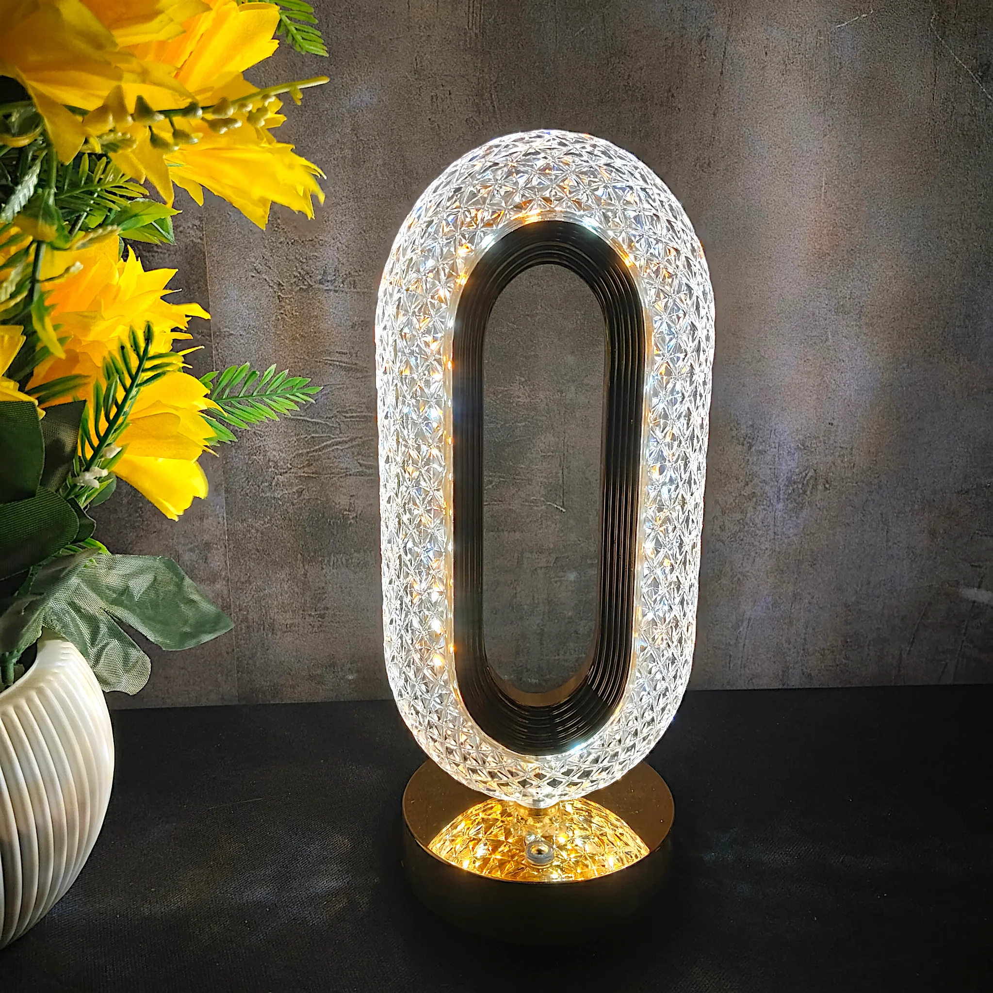 Luxury Crystal Oval LED Table Lamp with Touch Sensor 1