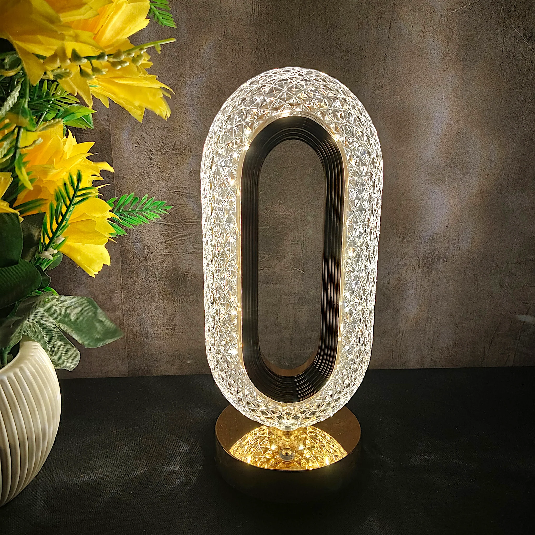 Luxury Crystal Oval LED Table Lamp with Touch Sensor 2