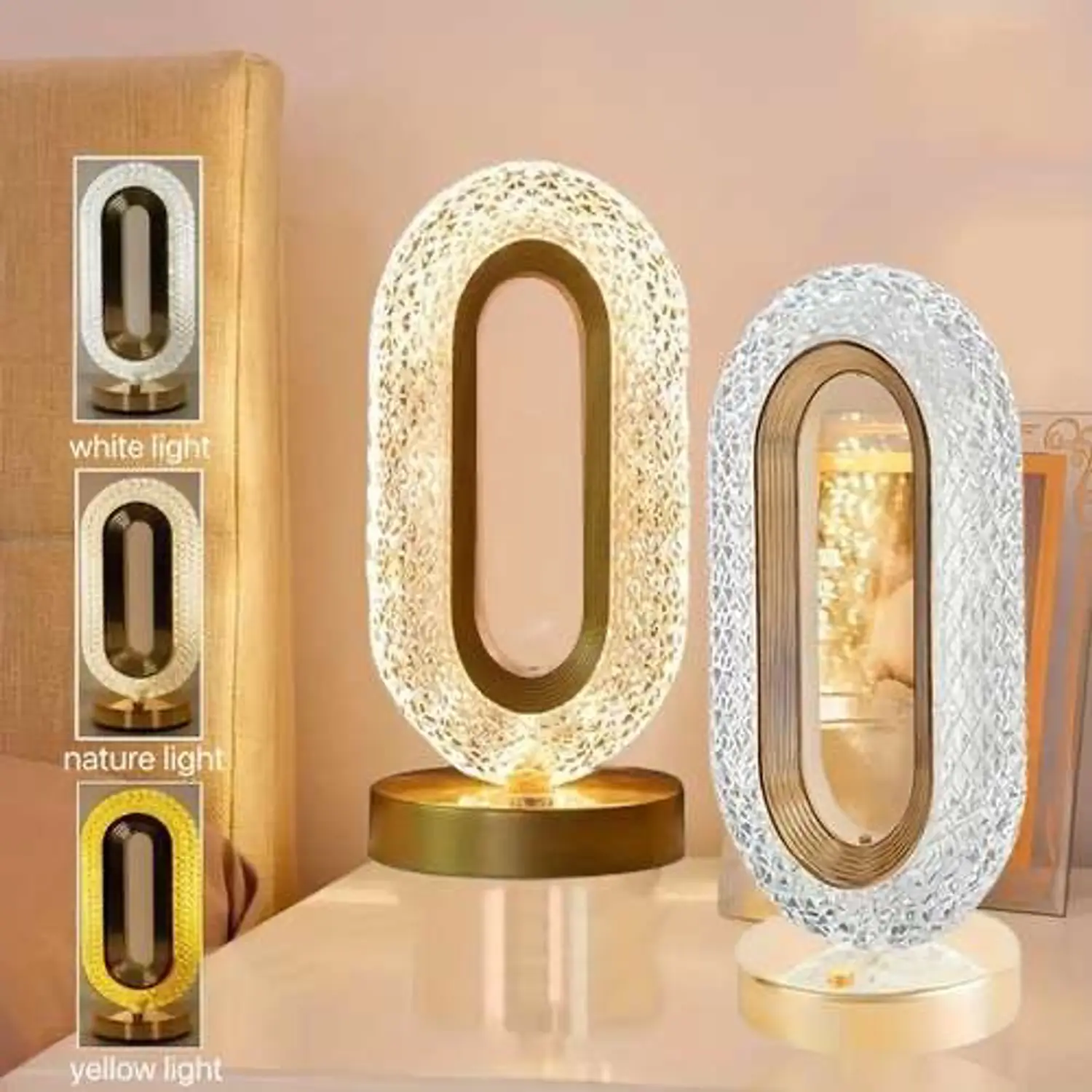 Luxury Crystal Oval LED Table Lamp with Touch Sensor 6