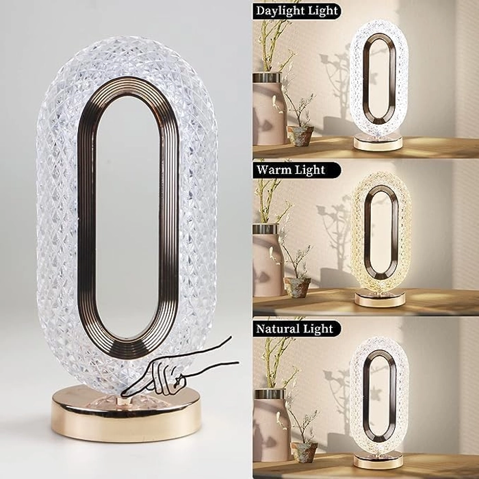Luxury Crystal Oval LED Table Lamp with Touch Sensor 8